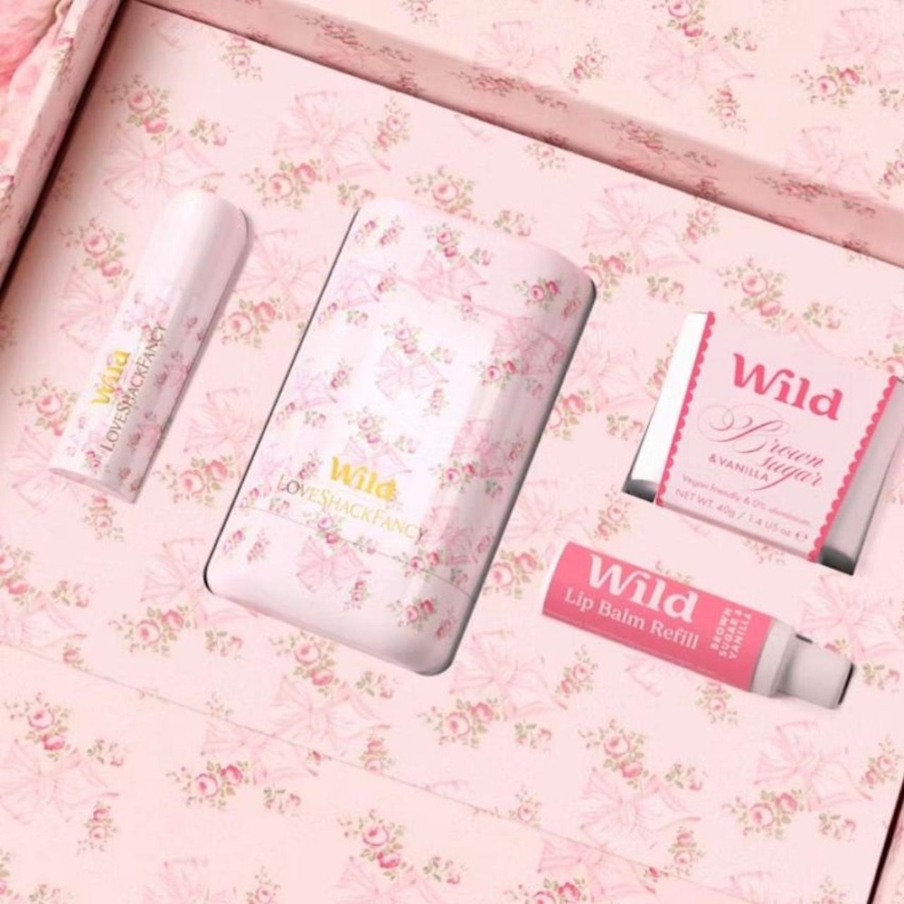 Wild x Loveshackfancy refillable b sugar & vanilla lip balm & deodorant gift set